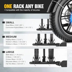 2 EBike Rack up to 5" with Ramp | Foldable & Lockable Bike Racks | 200 LBS