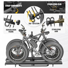 2 EBike Rack up to 5" with Ramp | Foldable & Lockable Bike Racks | 200 LBS