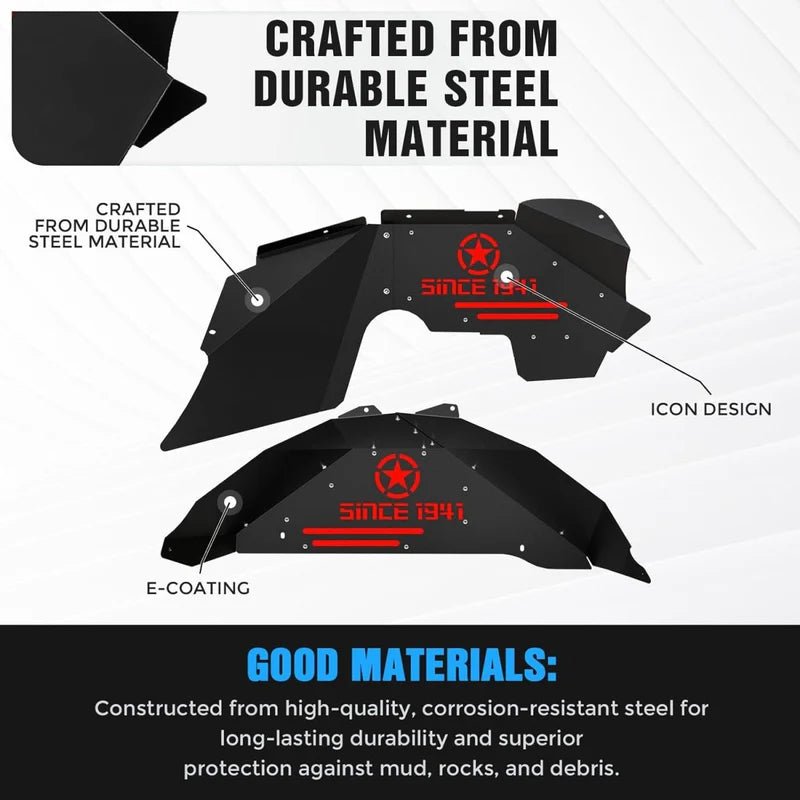 Yzona Jeep Inner Fender Wells for Wrangler 2007-2018 JK & JKU