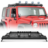 【YZONA】Roof Rack Cargo Basket with 4 PCS LED Light Bar Compatible with 2007-2026 Jeep Wrangler JK JL Unlimited & Gladiator JT 4 Doors Hardtop Model, JKU JLU Luggage Storage Carrier Rooftop Racks
