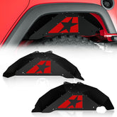 【YZONA】Rear Inner Fender Liners (2 PCS) for 2007-2018 Jeep Wrangler JK, JKU & 4xe (2/4 Doors), Powder Coated Rust-Resist Alloy Steel Mud Guards with Slanted Star Logo, 11x6x29in Debris Guard Wheelwell Covers, Assembly Required with Detailed Instructions