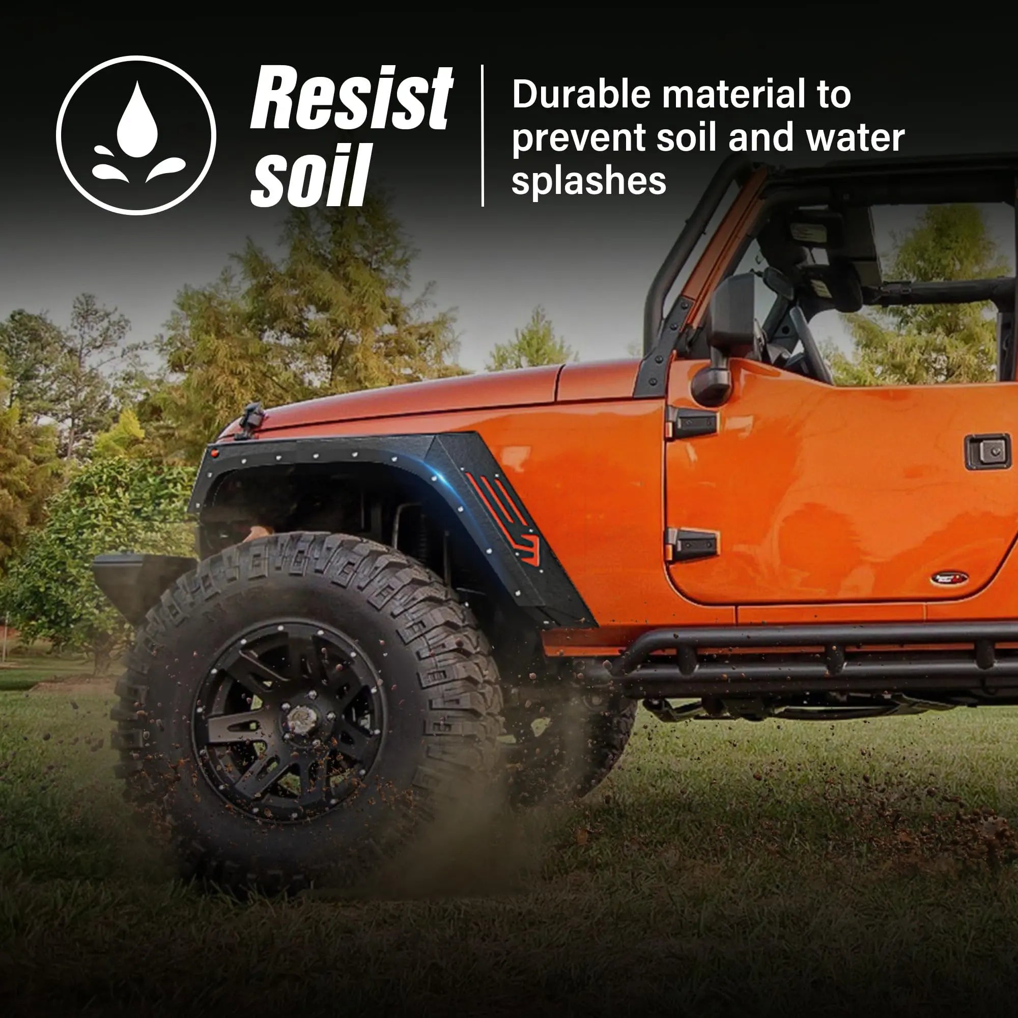 for Jeep Wrangler Fender Flares Compatible with 2007-2018 Jeep Wrangler JK JKU Unlimited