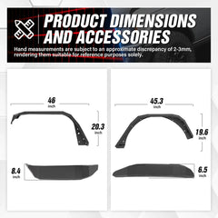 Truck Fender Flares Compatible with 2018-2025 Jeep Wrangler JL JLU Unlimited 2/4 Doors