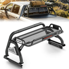 【Yzona】Adjustable Carbon Steel Sport Roll Bar (56"-65") - Automotive Car Vehicle Accessories, Rear Rack Cargo Basket with Brake Light & Sport Look, Fits Tacoma, Colorado & Universal Truck Beds