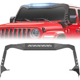 Yzona Carbon Steel Windshield Frame Compatible with 2021-2026 Jeep Wrangler JL 4XE, Windshieldcover, Built-in LED Light Bar, Sun Visor, Heavy-Duty Front Windscreen Rack Protector, Bolt-on 9ga Bracket, Corrosion Coat, No Drilling Installation, Car Covers,