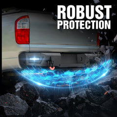 【Yzona】Bolt-On Off-Road Rear Bumper - Accessories for Your Car, Truck Exterior Accessory for Toyota Tundra 2000-2006 (Black), User-Installable, 2x18W LED Lights, Sensor Holes, Built-In Step, Carbon Steel D-Rings, Recovery Aid