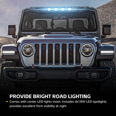 【YZONA】Windshield Frame Compatible for 2018-2026 Wrangler JL & Gladiator JT Not for JL 4xe & JT Mojave. Built-in LED Light & Sun Visor, Heavy-Duty Front Windscreen Rack Protector. No Drilling Install