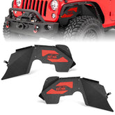 【Yzona】Front Inner Fender Liners - Carbon Steel, Drill-Free Bolt-On, Vented Automotive Guard Mud Flaps for 2007-2018 Jeep Wrangler JK & JKU Unlimited Sport Sahara Rubicon (2/4 Doors) - Off-Road Car Exterior Accessories, Wheelwell Shield, Vented Guard