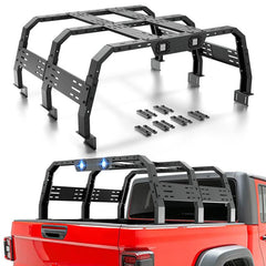 【YZONA】Adjustable 54-64" High Truck Cargo Bed Racks with 2 Led Lights Compatible with Frontier Tacoma Tundra Silverado 1500 Sierra 1500 Ram 1500 Titan Canyon Colorado JT Ford F-Series Ranger