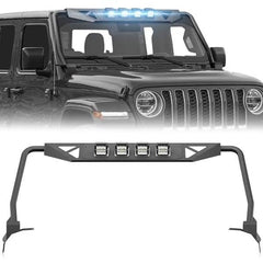 【YZONA】Windshield Frame Compatible for 2018-2026 Wrangler JL & Gladiator JT Not for JL 4xe & JT Mojave. Built-in LED Light & Sun Visor, Heavy-Duty Front Windscreen Rack Protector. No Drilling Install