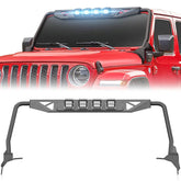 【Yzona】Carbon Steel Windshield Frame for 2021-2026 Jeep Wrangler JL 4XE, 1/8in Heavy-Duty Front Protector with 9ga Bracket, Built-in LED Lights, Sun Visor, Corrosion-Resist Coat, Additional Sun Shading for Driver & Passengers, No-Drill Easy Installation
