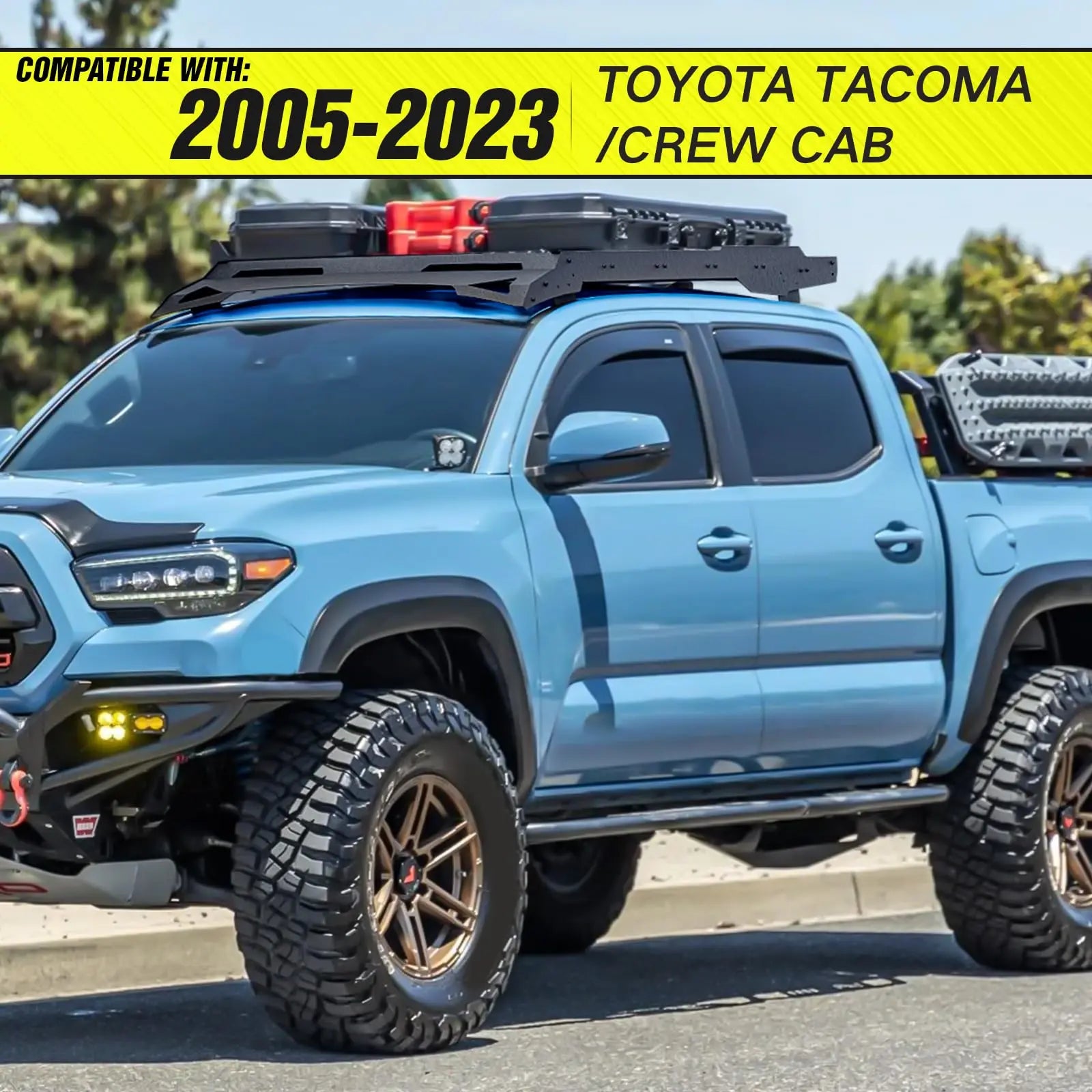 4 LED Lights Roof Rack Cargo Basket Compatible with 2021-2025 Ford Bronco Hardtop 4-Door | Yzona