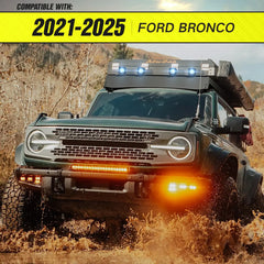 4 LED Lights Roof Rack Cargo Basket Compatible with 2021-2025 Ford Bronco Hardtop 4-Door | Yzona