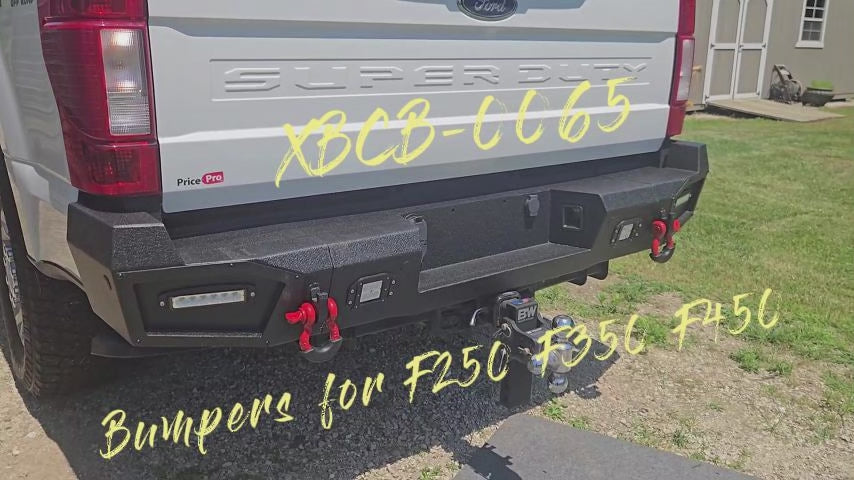 for Rear F350 Bumpers with Winch Compatible with 2017-2022 4th Gen Ford F250 F350 F450 with Paintable Armor | Yzona