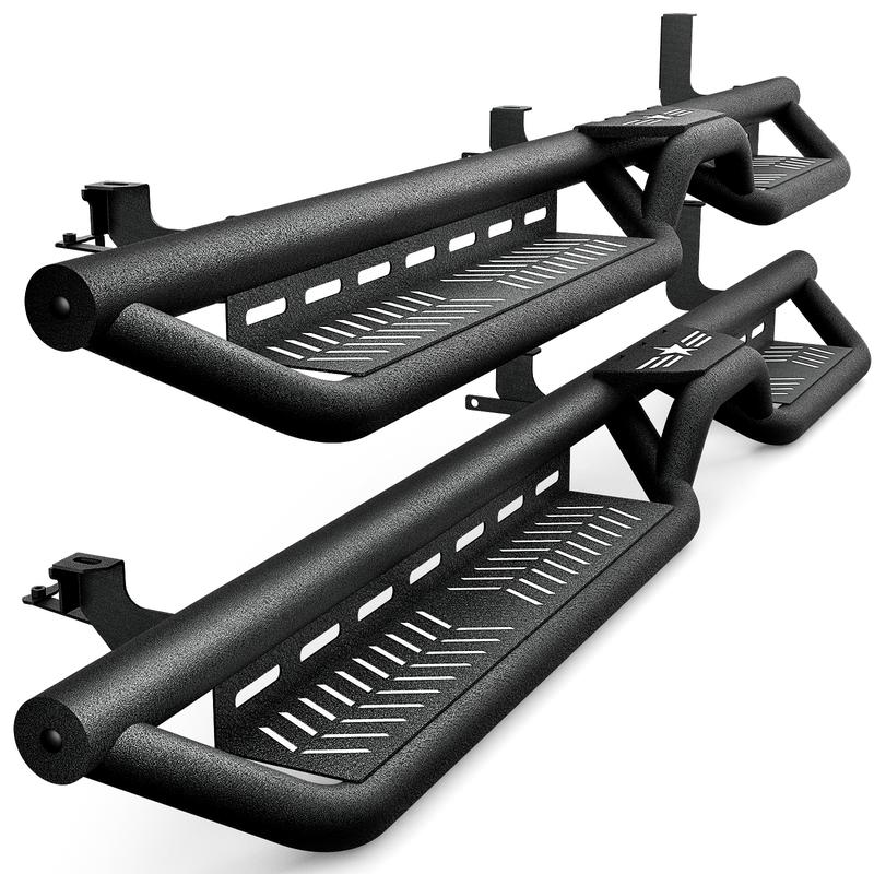 【EYOUHZ】Double Cab Running Boards Side Steps Compatible for 1999-2006 Chevy Silverado & GMC Sierra 1500, 2001-2006 Chevrolet Silverado & GMC Sierra 2500 3500 HD Extended Cab Nerf Bar (Star Logo)