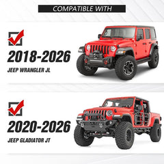 Yzona Heavy Duty Construction Front Door Organizer (2 Pcs Complete Set) - Auto Interior Accessories, 2-Box Cabin Order for Jeep Wrangler JL 2018-2026 & Gladiator JT 2020-2026, No-Drill Install, Secure Fit, Elastic Straps, Daily Driving Gear Holder
