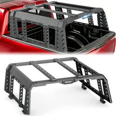 【YZONA】21.9" High Overland Bed Racks Compatible with F150 Full Size Bed (Included Bed Rails), LED Lights, 1000 LBS Load Capacity, Truck Rear Ladder Rack Back Cross Bars Truck Cargo Carrier