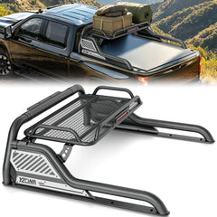 Yzona Adjustable Sport Roll Bar for Trucks, Carbon Steel with Built-in Cargo Basket & Brake Light, 56”-64” Fit, 660lbs Capacity, Compatible with Tacoma, Tundra, Frontier, Ridgeline, Titan, Gladiator JT, Colorado, Canyon & Universal Truck Beds