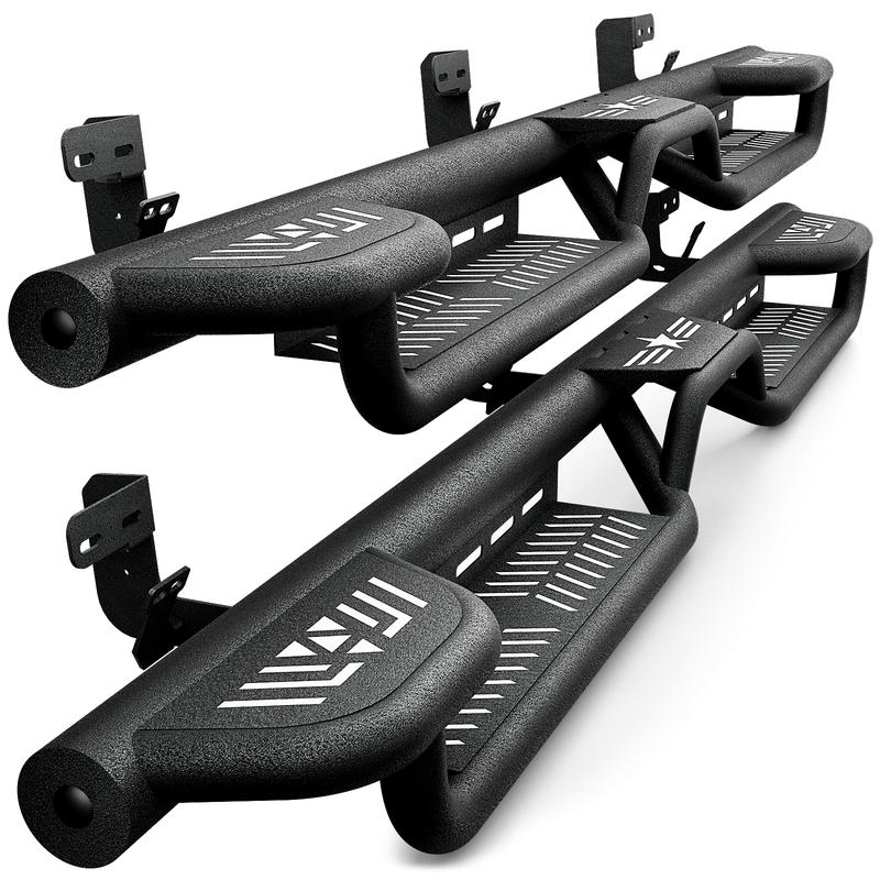 【YZONA】 Running Boards,Crew Cab Three Raised Steps Running Boards Compatible with 2009-2018 Dodge Ram 1500,2019-2024 1500 Classic,2010-2026 Ram 2500&3500,Bolt-on Nerf Bar,2 Side Bars,2010-2024 Ram 2500 & 3500,2019-2024 Ram 1500 Classic,Carbon Steel