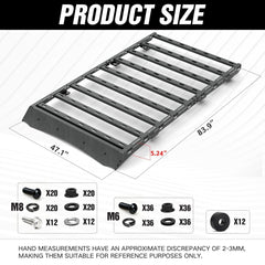 YZONA Full-Size Platform Roof Rack Cargo Basket, 700 lbs Cap., Compatible with 2010-2023 GX406, Overland Outdoors Rooftop Luggage Storage Holder, Roof Racks