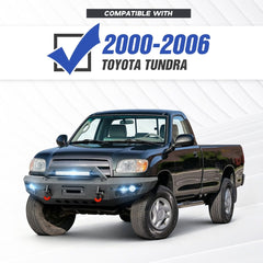 【YZONA】Steel Front Bumper Compatible with Toyota Tundra 2000-2006, Heavy Duty Bumper with Winch Plate, 5 LED Lights, Sensor Holes, License Plate Mount, D-Rings