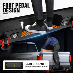 【YZONA】Carbon Steel Rear Bumper (5/32" Thick, 9,500 lbs Capacity, 44.1 lbs), Compatible with Ford F-150 2004-2006 (Excl Raptor), with LED Lights, 48w LED Spotlights, License Lights, License Frame Holes, D-Rings, 45.28"d x 16.54"w x 9.84"h