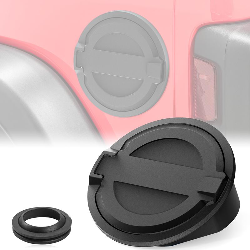 【Yzona】Locking Aluminum Fuel Filler Door Gas Tank Cover, Auto Body & Frame Replacement Accessory for 2018-2026 Jeep Wrangler JL Unlimited (Black)