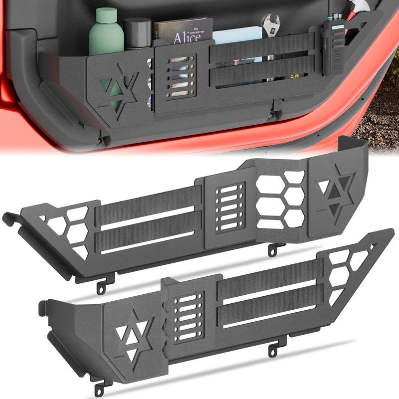 Yzona Heavy Duty Construction Front Door Organizer (2 Pcs Complete Set) - Auto Interior Accessories, 2-Box Cabin Order for Jeep Wrangler JL 2018-2026 & Gladiator JT 2020-2026, No-Drill Install, Secure Fit, Elastic Straps, Daily Driving Gear Holder