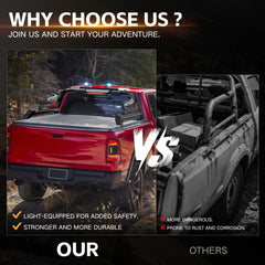 Yzona Bolt-On Carbon Steel Off-Road Sport Roll Bar - 55.9-65.3" Adjustable Universal Fit Bed Chase Rack with LED Lights for Full-Size Pickups (Silverado/Sierra 1500, F-150, Tundra, Titan/Frontier, Gladiator)