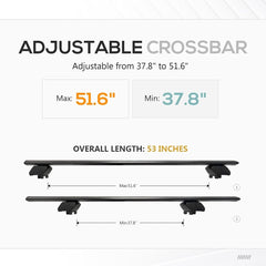 53" Heavy Duty 300 LBS Universal Roof Rack Cross Bars | Yzona