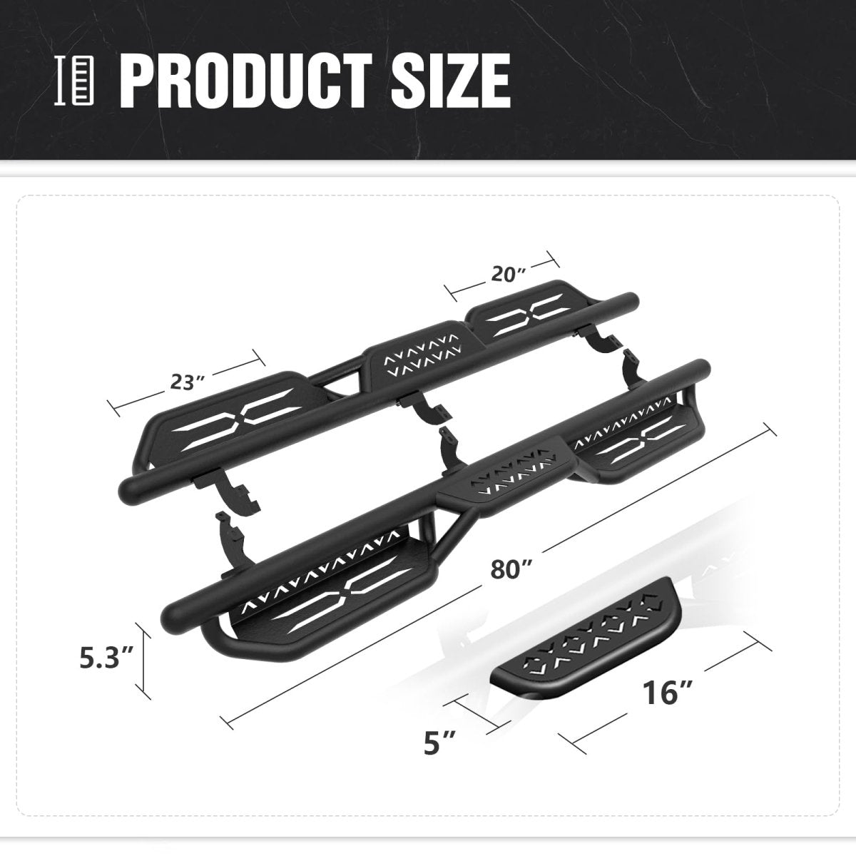 Running Boards for Pickup Trucks Compatible with 2024 2025 Toyota Tacoma Double Cab & Crew Cab - Yzona