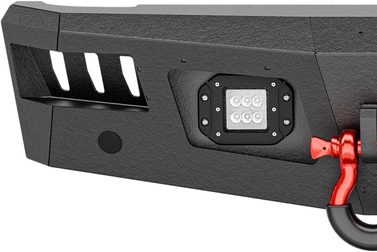 for Titan Front & Rear Bumpers Compatible with 2016-2024 Nissan Titan (Excluding TITAN XD) with LED Lights, Winch Plate, License Plate Frame, Sensor Holes, License Plate Lights & D-rings