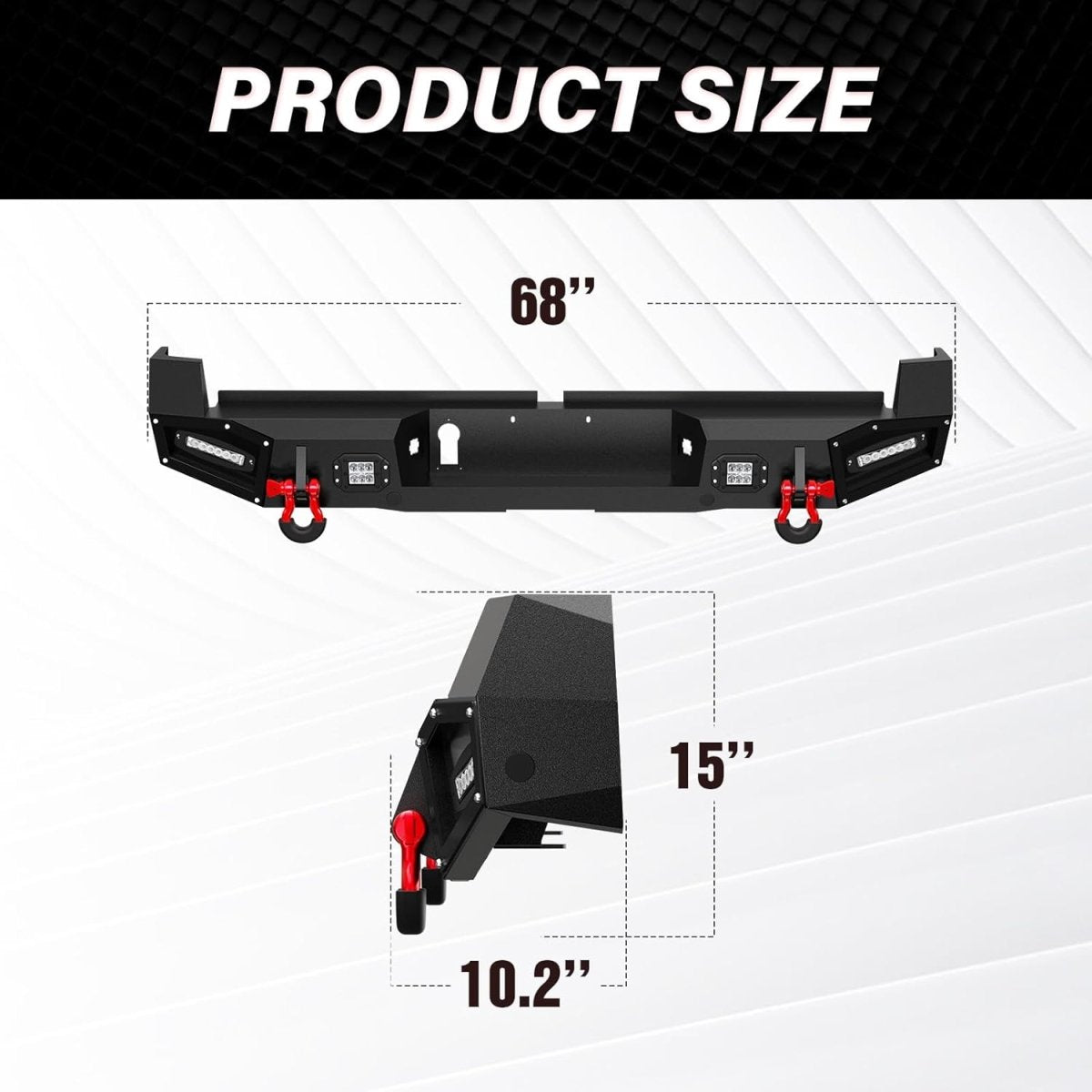 for Full Width Tacoma Truck Rear Bumper Compatible with 2016-2023 Toyota Tacoma 3rd Gen | Yzona