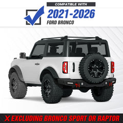 Yzona Rear Bumper with LED Lights for Ford Bronco 2021-2026, Excludes Sport Raptor Models, Automotive Exterior Protection Accessory