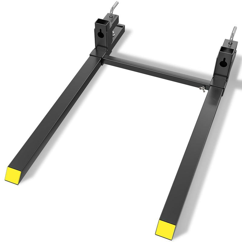 Yzona 43" 3000 LBS Clamp-On Pallet Forks for Tractor Bucket, Heavy-Duty Vehicle Parts with Adjustable Bar Stabilizer, 13-23" Width Set, 1.97 in, 2.48 in Lip Clearance, Fits JD/Kubota Loader Bucket Attachments