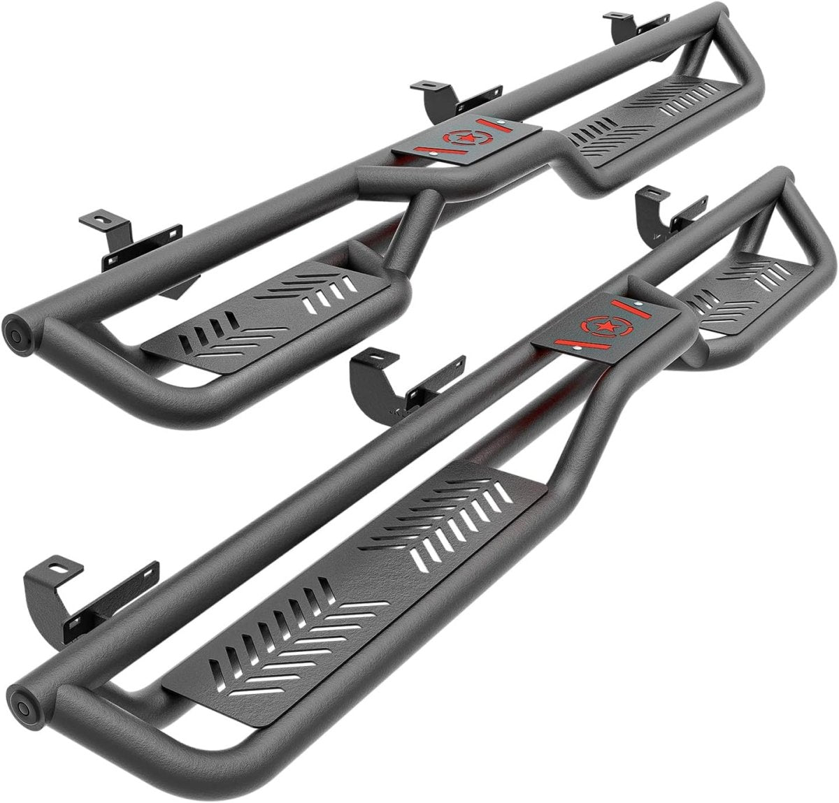 for Wrangler JK Running Boards Side Steps Compatible with 2007-2018 Jeep Wrangler JK JKU Unlimited 4 Doors, Heavy-Duty Carbon Steel Nerf Bars Step Plates Rock Sliders Rail (Powder Coated, Black)