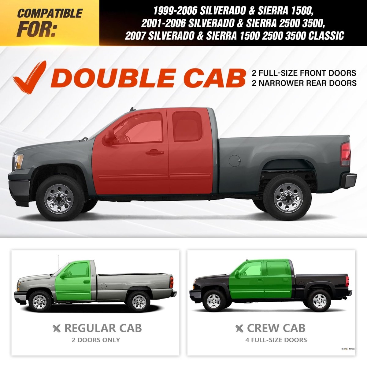 Side Step for Chevy Silverado & Sierra 1500 1999-2006 | 2001-2006 Silverado & Sierra 2500 3500 HD Extended Cab - Yzona