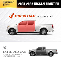 Running Boards Side Steps Compatible for 2005-2025 Nissan Frontier Crew Cab (4 Full Size Doors), Two Stairs Design Bolt-on Side Rails Step Nerf Bar (Black Powder Coated, Star Logo)