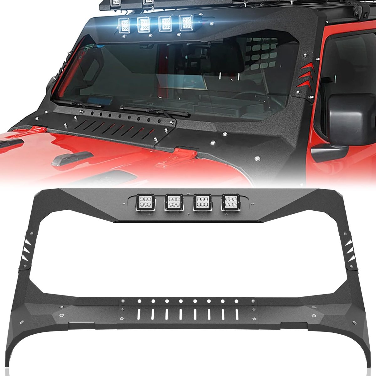 Yzona Madmax Windshield Frame Cover Compatible with 2018-2024 Jeep Wrangler JL JLU & Gladiator JT