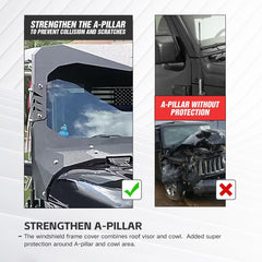 Yzona Madmax Windshield Frame Cover Compatible with 2018-2024 Jeep Wrangler JL JLU & Gladiator JT