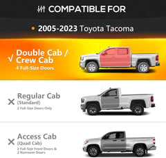 Running Boards Side Steps Compatible with 2005-2023 Toyota Tacoma Double Cab & Crew Cab (4 Full-Size Doors), Two Stair Design Side Rails Nerf Bar Rock Sliders, Heavy-Duty Carbon Steel (Black)
