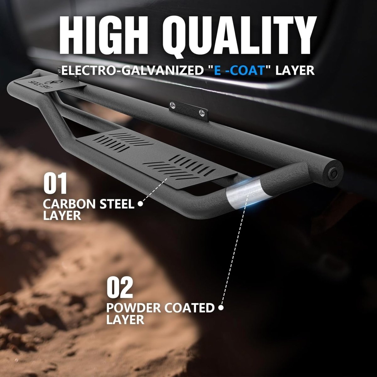 Single Cab Running Boards Side Steps Compatible with 2007-2018 Jeep Wrangler JK JKU Unlimited 2 Doors| Yzona
