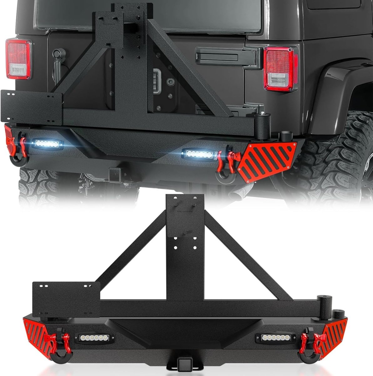 for 2010 Jeep JK Rear Bumper Compatible with 2007-2018 Jeep Wrangler JK JKU Unlimited (2/4 Doors)| Yzona