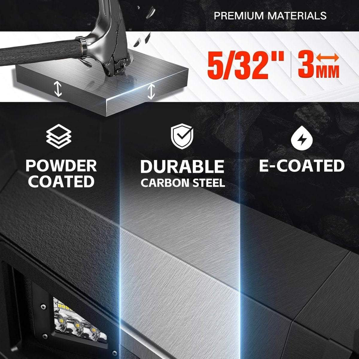 for Titan Front & Rear Bumpers Compatible with 2016-2024 Nissan Titan (Excluding TITAN XD) with LED Lights, Winch Plate, License Plate Frame, Sensor Holes, License Plate Lights & D-rings