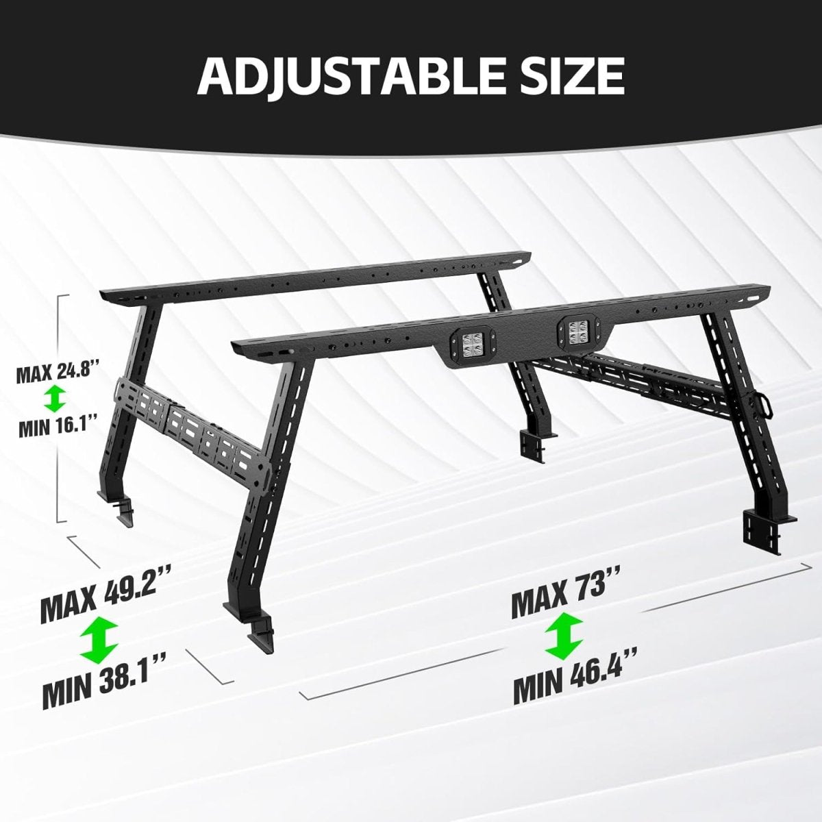 Adjustable 16"-24.8" High Truck Bed Racks | Yzona