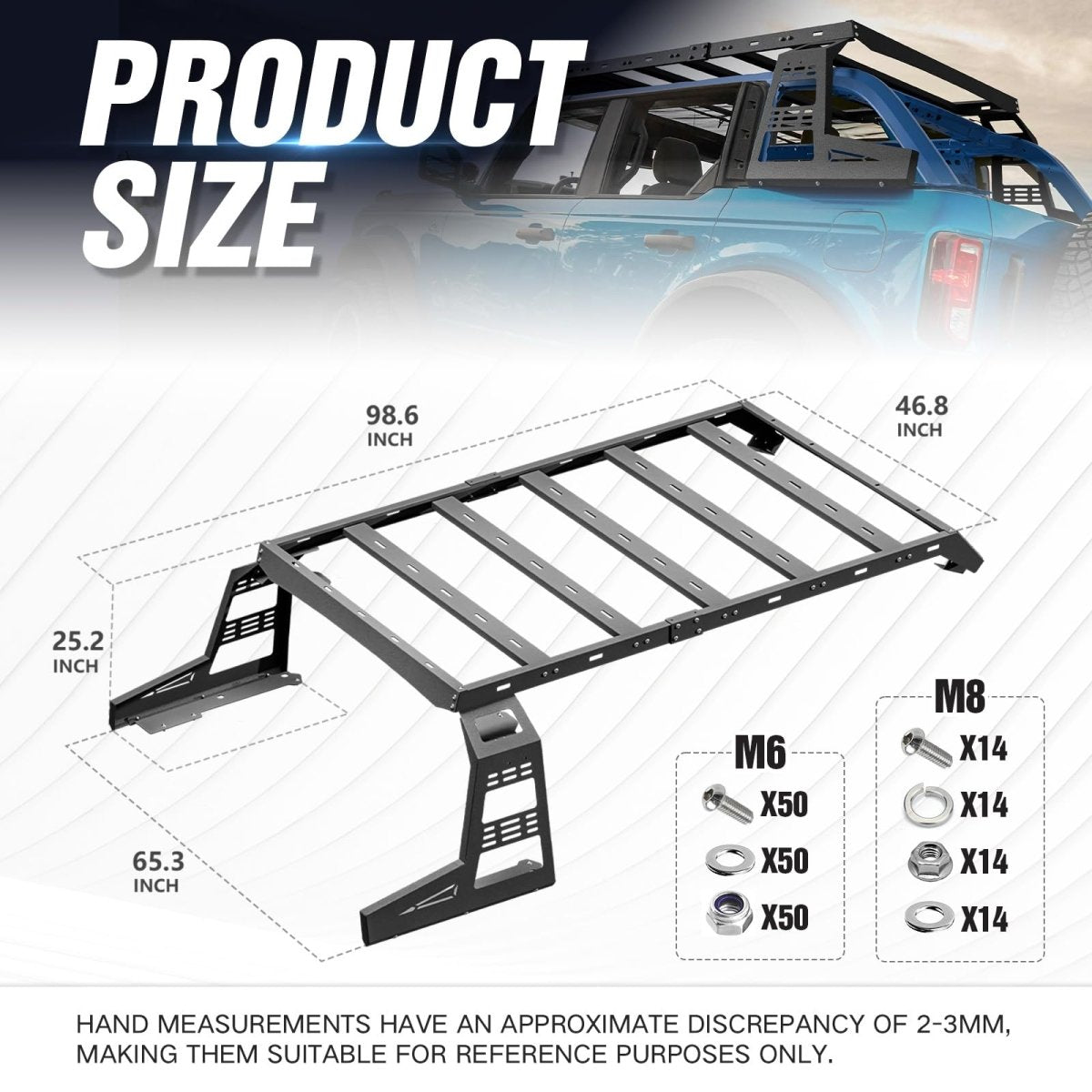 Roof Basket Cargo Carrier Compatible with 2021-2025 Ford Bronco 4 Doors Soft Top - Yzona