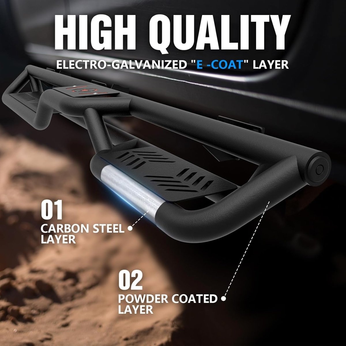 for Wrangler JK Running Boards Side Steps Compatible with 2007-2018 Jeep Wrangler JK JKU Unlimited 4 Doors, Heavy-Duty Carbon Steel Nerf Bars Step Plates Rock Sliders Rail (Powder Coated, Black)