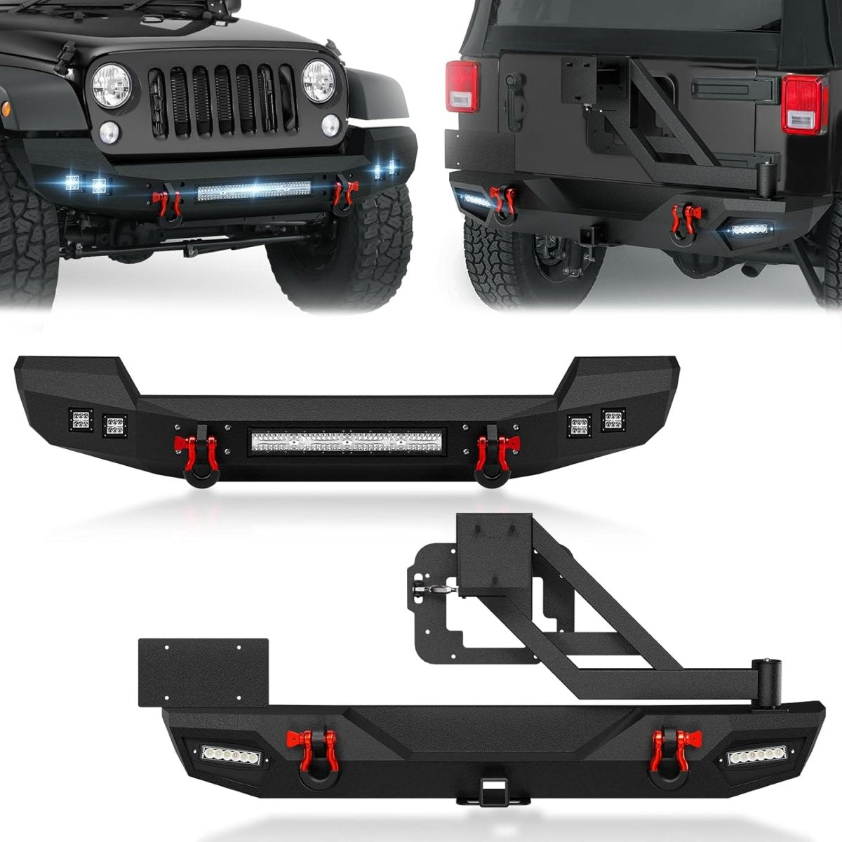 Full Width for Best Jeep Bumpers Compatible with 2007-2018 Jeep Wrangler JK JKU Unlimited| Yzona