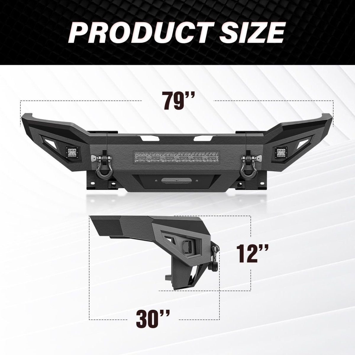 Steel Full Width Off Road Front Bumper Compatible with 2019-2025 Dodge Ram 2500 3500