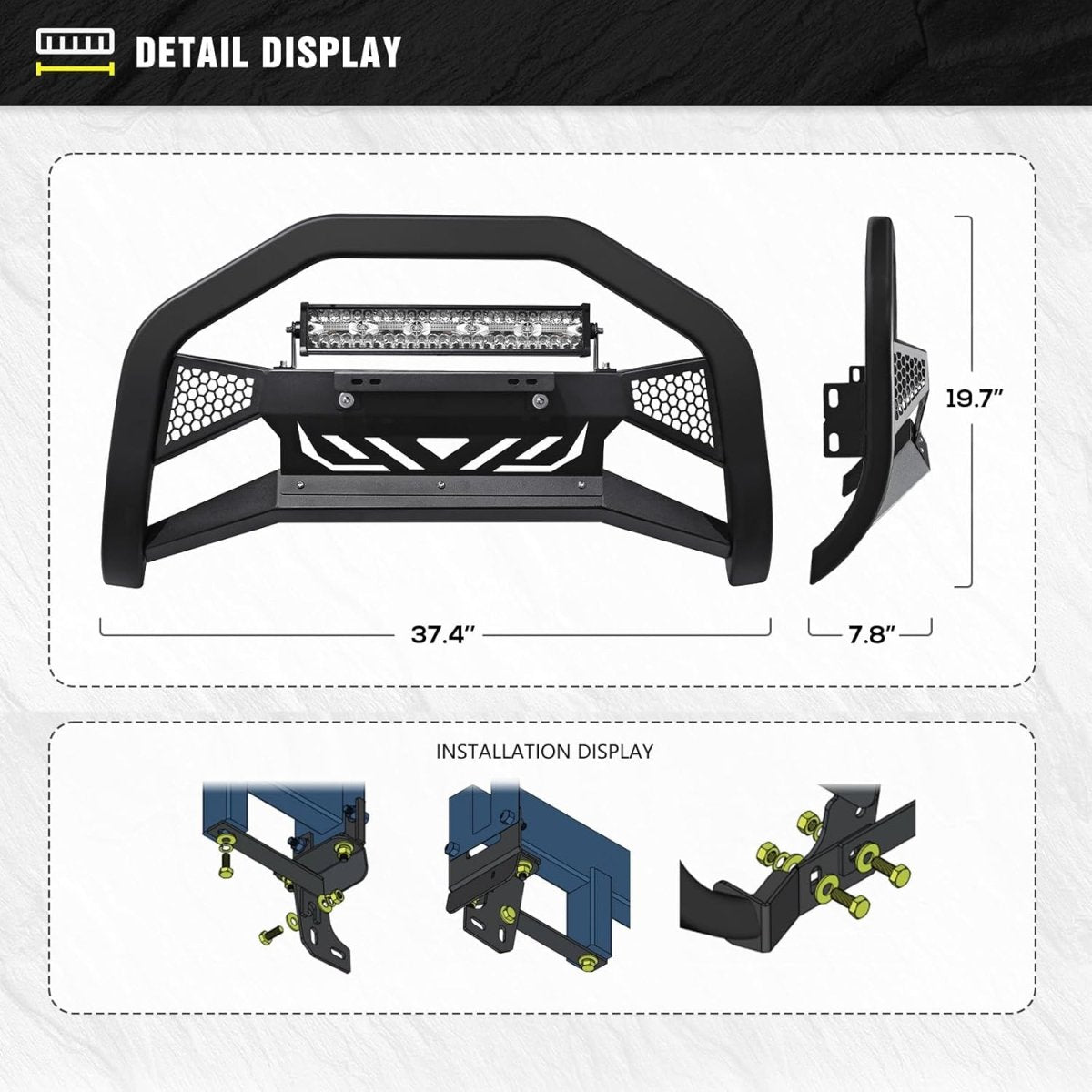 Front Truck Bar for 2009-2018 Dodge Ram 1500 & 2019-2024 RAM 1500 Classic (Ex Rebel Sport) | Yzona